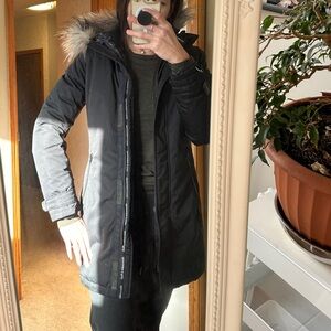 Abercrombie & Fitch Black Ski Jacket with Faux Fur Hood